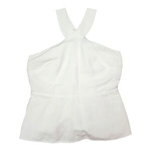 Ann Taylor Factory White Linen Blend Halter Top Sz 2 | Crisscross‎ Back